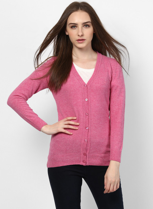 Monte Carlo Solid V,neck Casual Women Pink Sweater , Buy Monte Carlo Solid V,neck Casual Women Pink Sweater Online at Best Prices in India